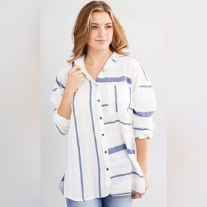 Billabong Full Sails Striped Blouse Size Medium NWOT